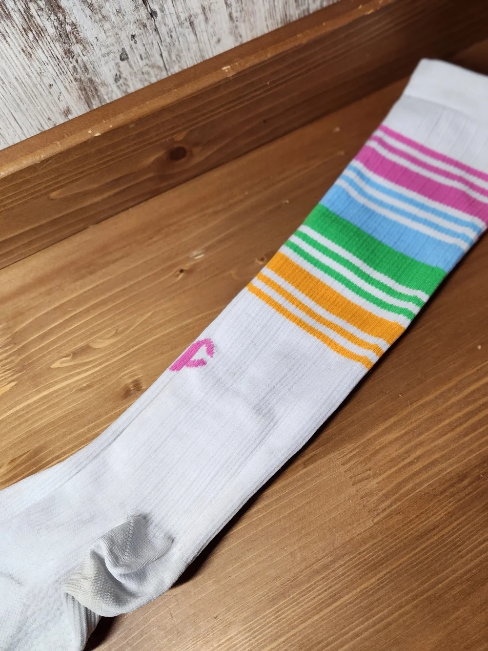 Pro Compression Muti-color Socks Pink, Blue, Green Orange Stripe Socks Sz SM/MD